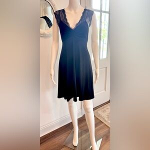 Midnight Carole Hochman Short Black Stretch Lace Nightgown S